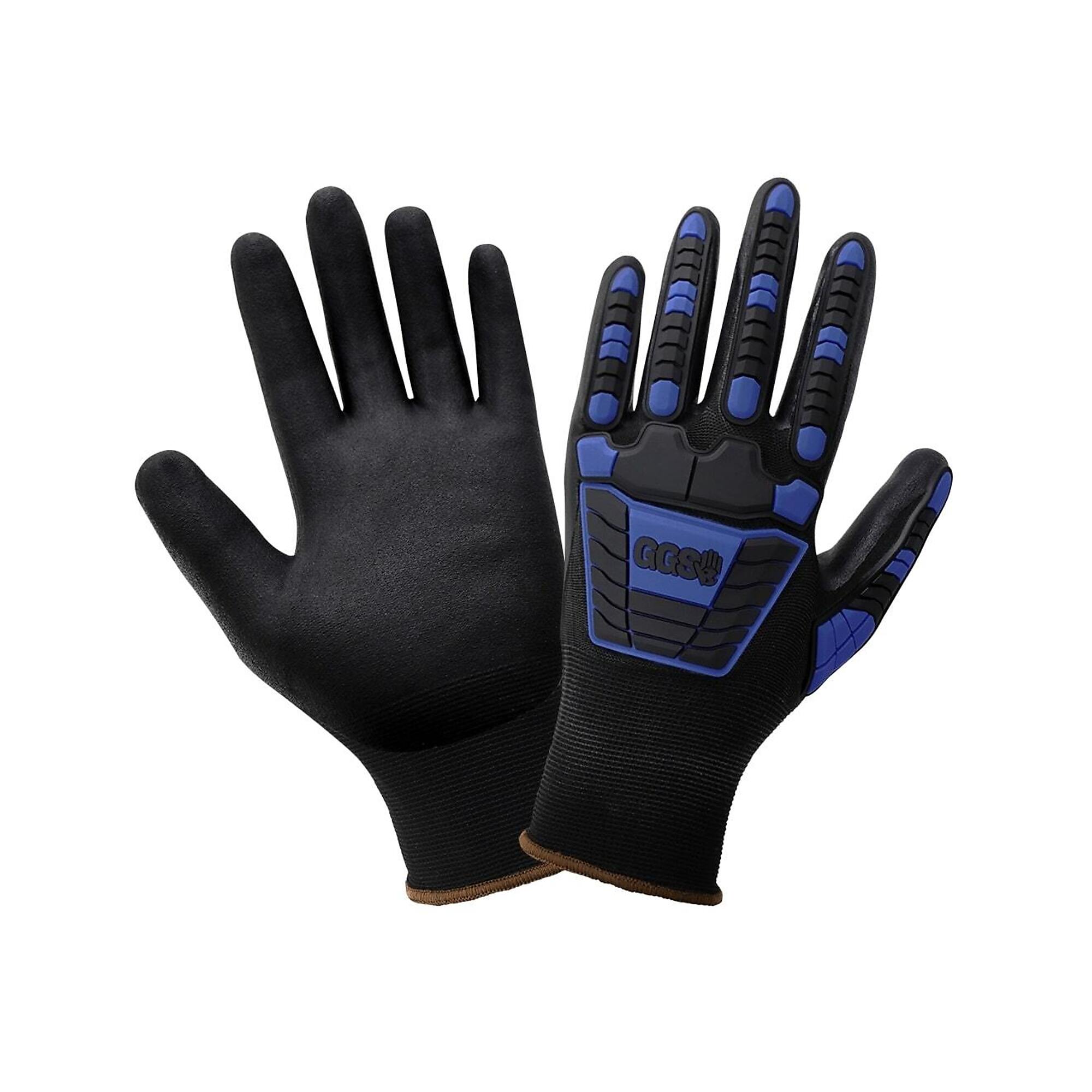 Global Glove 15ga Ny/Poly, Nitrile Coated, A1 Cut/Impact Gloves -12 Pairs